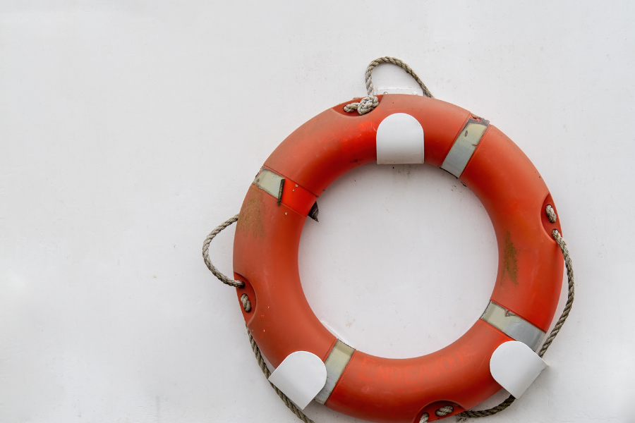 orange boat buoy on white background