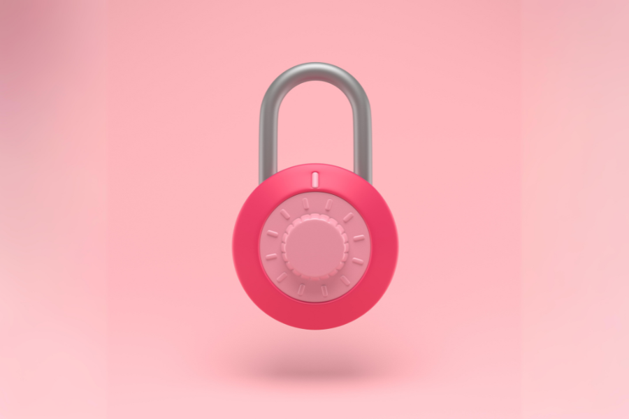 pink lock on pink background